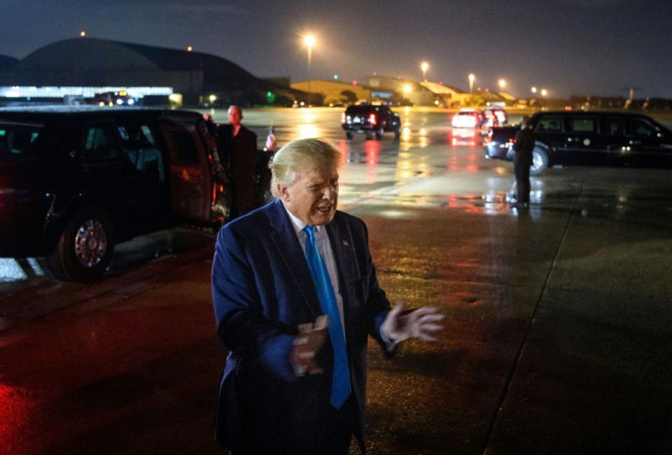 US President Donald Trump speaks after stepping off Air Force One at Andrews Air Force Base in Maryland on September 3, 2020