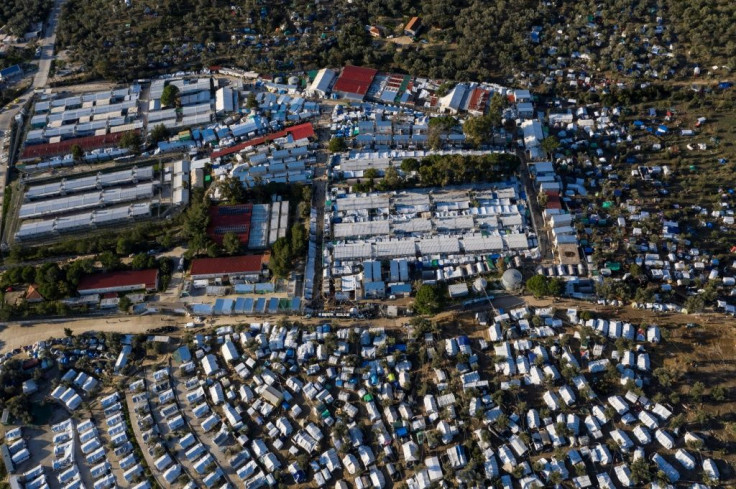 An Aerial view of the Moria camp on Lesbos island,  taken last month