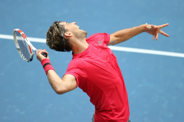 Dominic Thiem of Austria serves during his fourth-round match against Felix Auger-Aliassime of Canada at the US Open