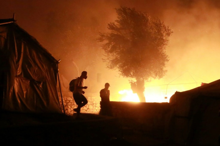 Nearly the entire Moria camp was on fire early Wednesday, according to an AFP photographer