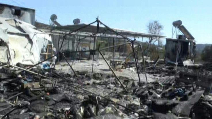 IMAGES Après deux incendies consécutifs, il ne reste du camp de réfugiés de Moria, sur l'île grecque de Lesbos, que des débris de caravanes et de tentes. La Protection civile grecque a déclaré "l'état d'urgence" à Lesbos, île de la mer Egée fo