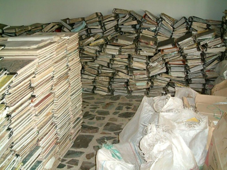 This handout picture provided by the Iraq Memory Foundation on September 10, 2020, shows documents that were found in one of the headquarters of Saddam's Baath Party in the Iraqi capital Baghdad
