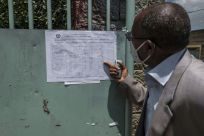 Election results posted at a polling station in the city of Mekele