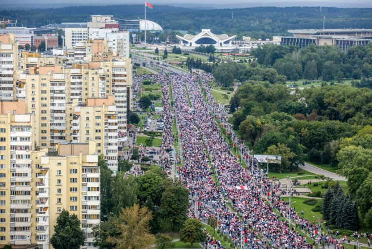 More than 100,000 people are estimated to have taken to the streets of the Belarusian capital Minsk over the past four weekends