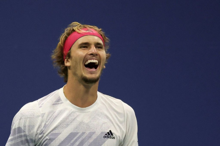 Alexander Zverev of Germany celebrates winning match point in his semi-final against Pablo Carreno Busta of Spain at the 2020 US Open