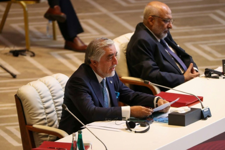 Abdullah Abdullah (L), Chairman of Afghanistan's High Council for National Reconciliation, called for an immediate humanitarian ceasefire at the start of historic peace talks with the Taliban in the Qatari capital Doha