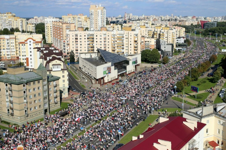 Thousands of opposition supporters were on the streets of Minsk for the fifth Sunday in a row