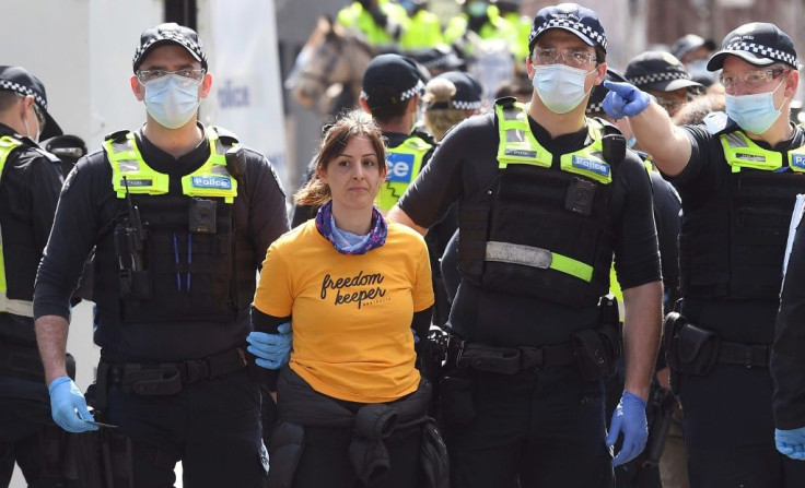 Dozens of people were arrested in Melbourne at an anti-lockdown protest