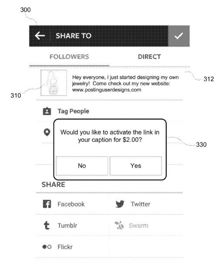 Instagram Pay-per-link Patent