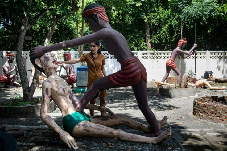 Saen Suk temple allows visitors to wander through a garden of graphic tableaus of punishment and torture