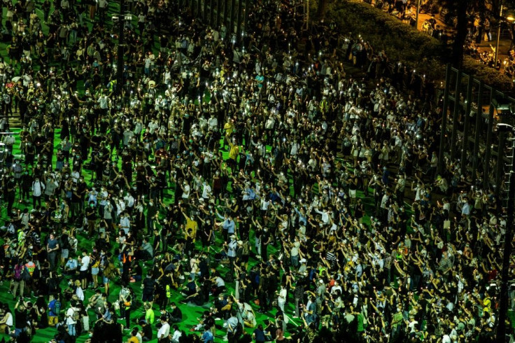 Thousands of Hong Kongers took part in a ceremony to mark the 1989 Tiananmen Square crackdown despite it being banned by authorities