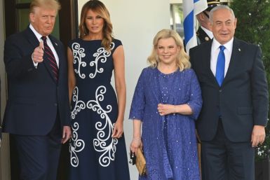 US President Donald Trump and First Lady Melania Trump welcome Israeli Prime Minister Benjamin Netanyahu and his wife Sara to the White House on September 15, 2020