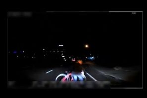 A video grab made from dashcam footage shows the moment before the collision of ride-sharing Uber's self-driving vehicle and a pedestrian killed in Tempe, Arizona in 2018
