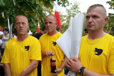 The protesting farmers chanted 'Kaczynski, traitor of the countryside!' outside the ruling party's headquarters