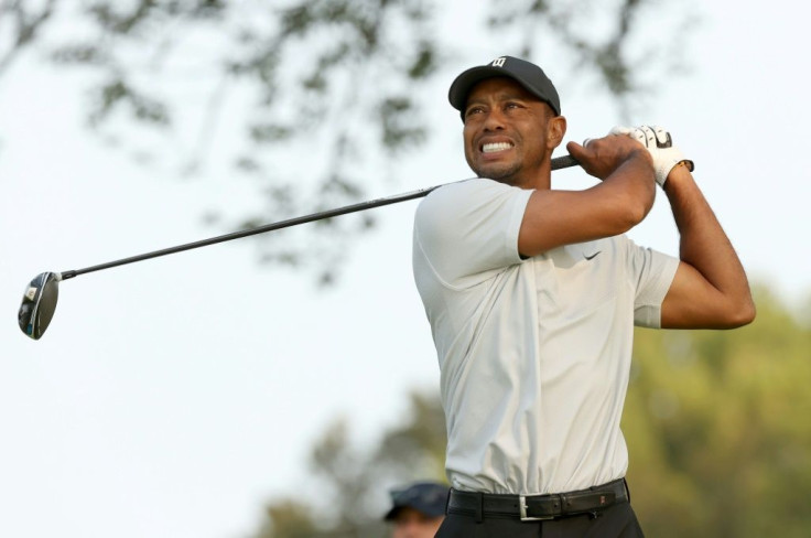 Reigning Masters champion Tiger Woods plays a tee shot during a practice round ahead of Thursday's start of the 120th US Open at Winged Foot