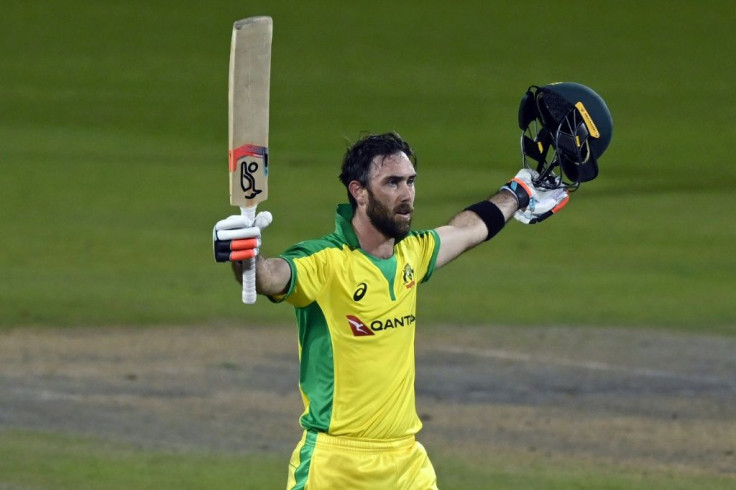 Glenn Maxwell celebrates his century during Australia's series-winning victory in the third one-day international at Old Trafford