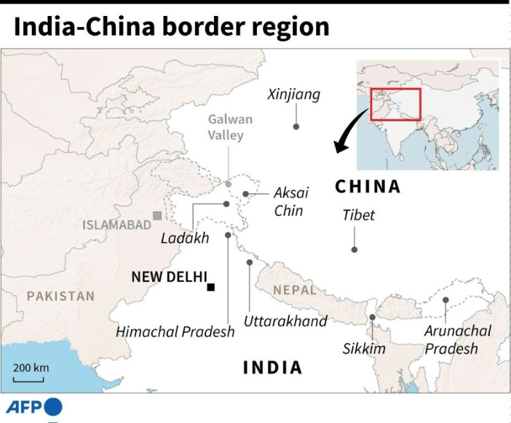 Map showing India-China Himalayan border region.