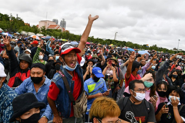 The demonstration was organised by students of Bangkok's Thammasat University - a group that has been among the most vocal about the royal family's role in Thailand