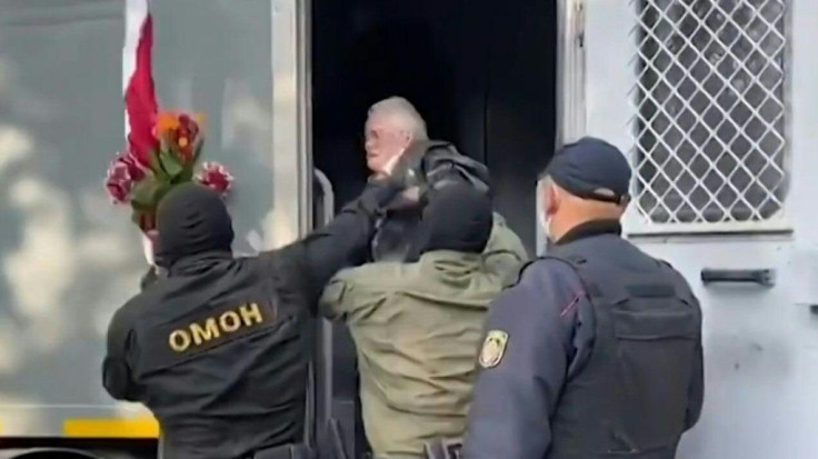 IMAGES Riot police detain veteran activist Nina Baginskaya and several other women as opposition protesters march through the Belarusian capital Minsk demanding an end to President Alexander Lukashenko's rule. Around two thousand women took part in the "S