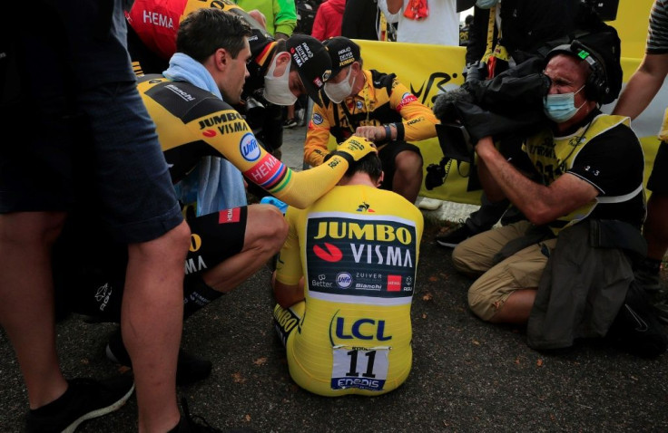 Primoz Roglic taking in his shock defeat