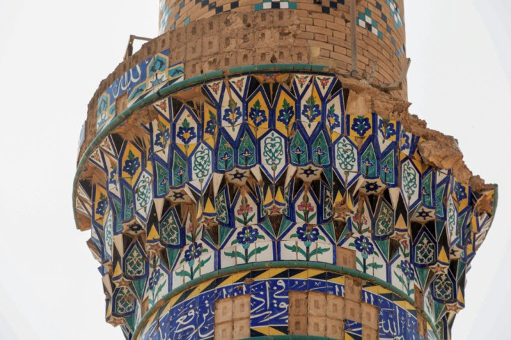Scars remain today of the damage caused by the Iran-Iraq war, including this mosque's minaret in Iraq's southern region of al-Faw