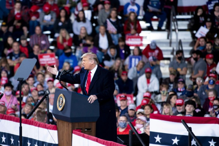 Donald Trump speaks at an election rally in Fayetteville, North Carolina, on September 19, 2020