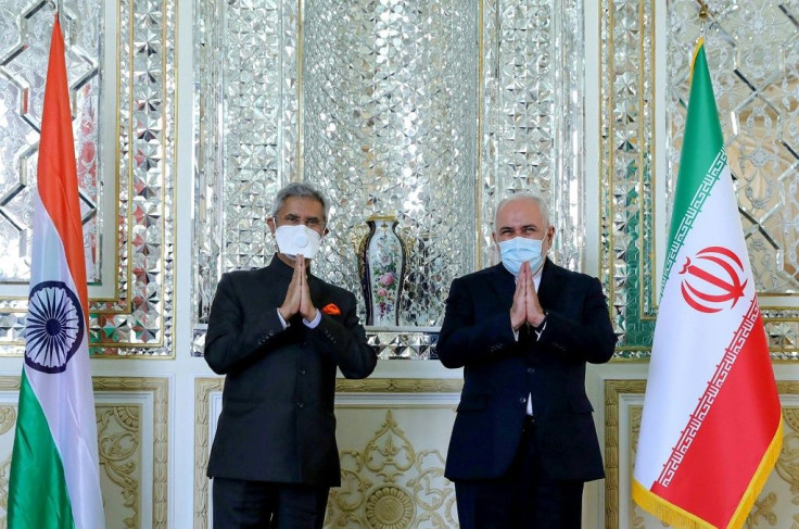 Iranian Foreign Minister Mohammad Javad Zarif (right), seen welcoming his Indian counterpart Subrahmanyam Jaishankar at the foreign ministry in Tehran in September 2020, has ruled out renegotiating a nuclear deal with the United States