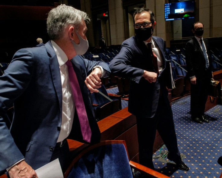 Fed Chair Jerome Powell, left, and Treasury Secretary Stephen Mnuchin, right, pictured in June 2020, are set to appear before the House Financial Services Committee