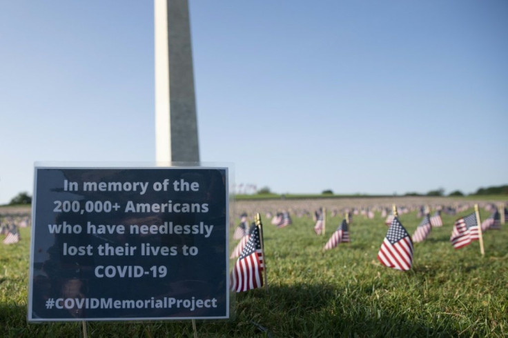 A memorial for the 200,000 people who have died as a result of COVID-19 is seen on the National Mall  in Washington, DC