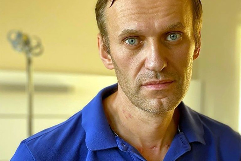 This handout picture posted on September 22, 2020 on the Instagram account of @navalny shows Russian opposition leader Alexei Navalny in Berlin's Charite hospital.
