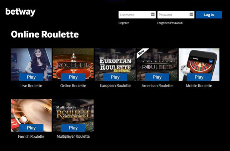 The roulette games at Betway