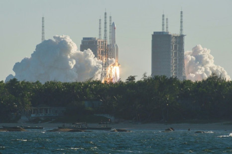 A Long March 5B rocket lifts off from the Wenchang launch site on China's southern in May; Chinese state media reported the "successful" launch, a major test of its ambitions to operate a permanent space station and send astronauts to the Moon