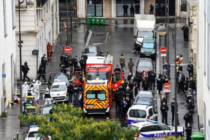The attack occurred near Charlie Hebdo's former offices in the French capital's 11th district.