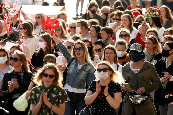 The demonstrations were the latest in a series of women's protests calling for the strongman leader to leave following his disputed victory in elections last month