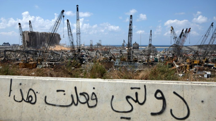 "My country did this", reads grafitti daubed on walls near the site of a colossal August 4 blast in Beirut that killed 190 people and ravaged large parts of the Lebanese capital