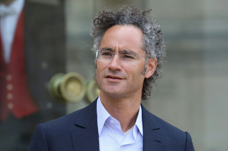 Palantir CEO Alex Karp leaves the Elysee Palace in Paris after the "Tech for Good" summit in 2018