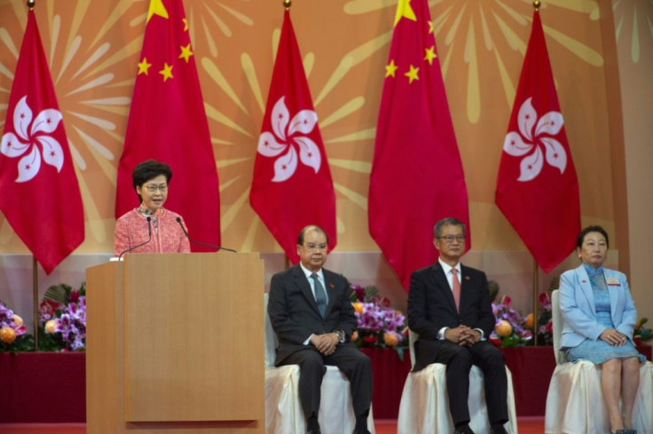 Hong Kong Chief Executive Carrie Lam hailed her city's 'return to peace'