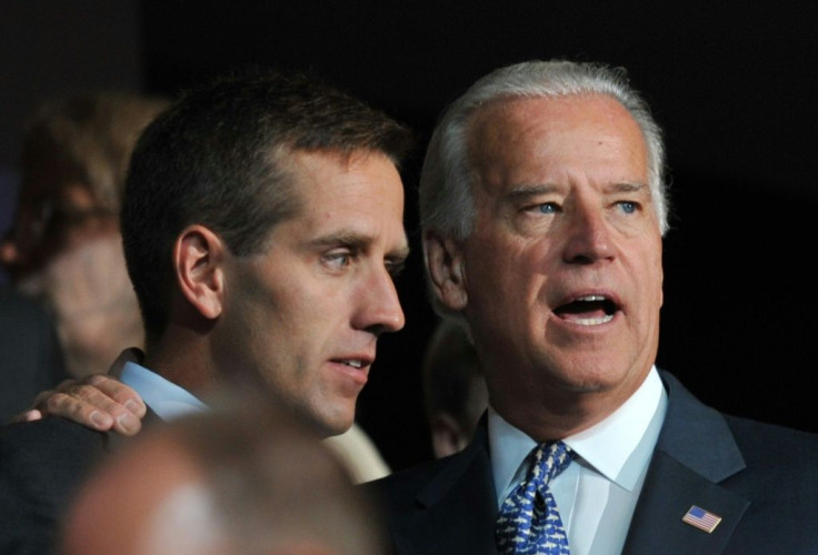 Joe Biden, then the Democratic vice presidential nominee, with his son Beau Biden at the Democratic National Convention