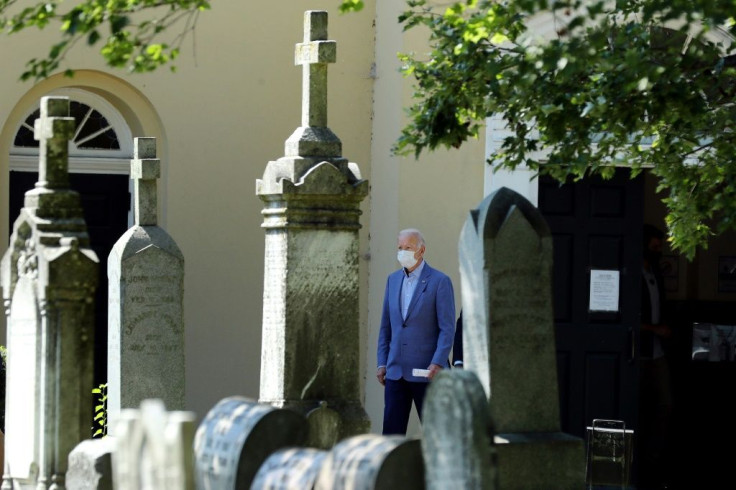 Joe Biden, on September 6 2020 at the cemetery of  St. Joseph n the Brandywine in Wilmington, Delaware, where his first wife Neilia, his daughter Naomi, and his son Beau are buried