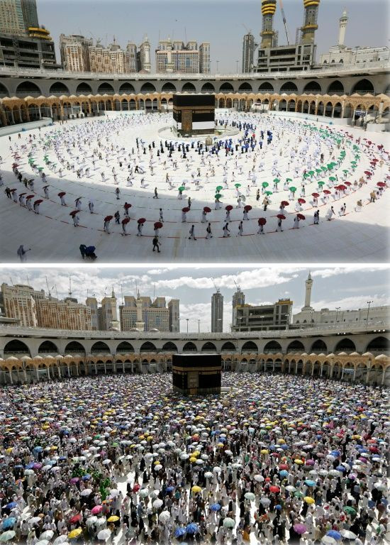 The coronavirus precautions enforced for this year's hajj in July had a dramatic impact on the number of pilgrims able to enter the central courtyard of Mecca's Grand Mosque compared with last year