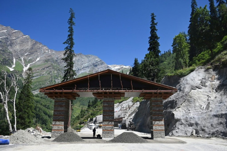 A gate for the tunnel project is seen under construction last month near Solang in India's northern Himachal Pradesh state