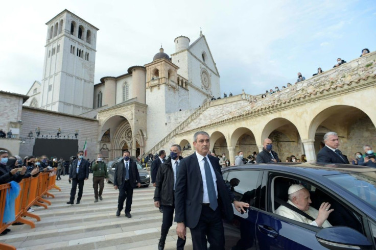 Francis visiting the town of Assisi, the birthplace of his namesake saint
