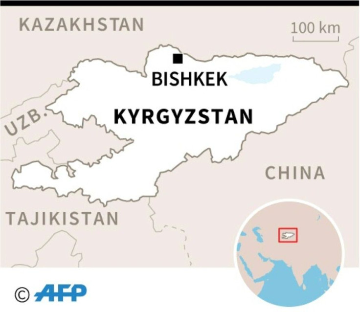 Map of Kyrgyzstan locating the capital Bishkek.