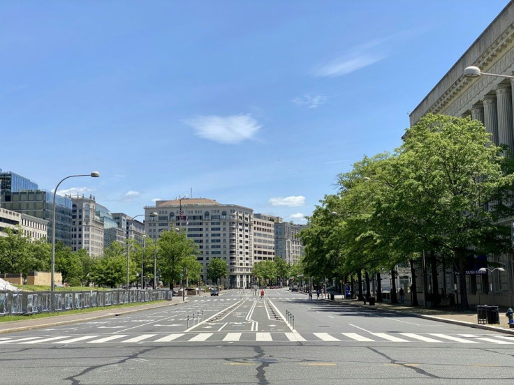 Downtown Washington DC, seen here in May, has been largely deserted as employees work from home, leaving local restaurants struggling