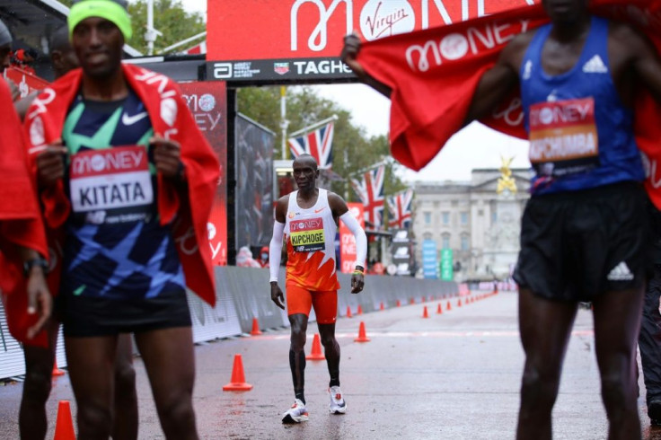 Kenya's Eliud Kipchoge, who set the world record of 2:01.39 in Berlin in 2018, eventually finished eighth