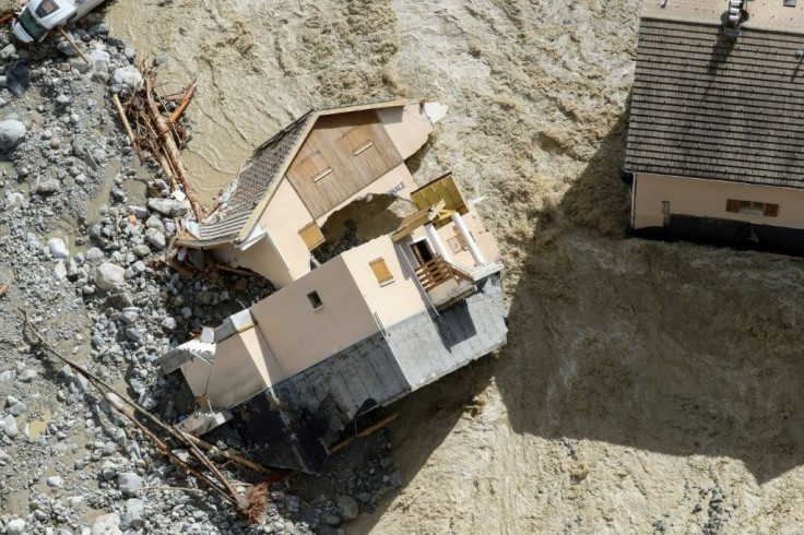 A police station destroyed by the flooding in Saint-Martin-Vesubie, southeastern France