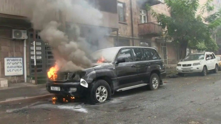 Separatist Nagorno-Karabakh defense ministry releases images claiming it shows shelling on Stepanakert and damage in the city