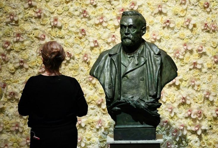 Perhaps appropriately, given the current pandemic, the medicine prize kicks off the  Nobel season -- seen is a bust of prize founder and Swedish inventor and scholar Alfred Nobel