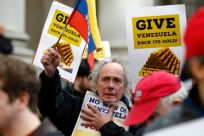 Protestors demonstrate in February 2019 following a decision by the Bank of England to freeze assets held by Venezuela