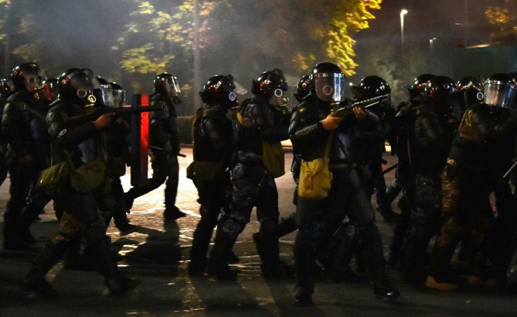 Police in Bishkek used water cannon, stun grenades and tear gas to disperse some of the protesters